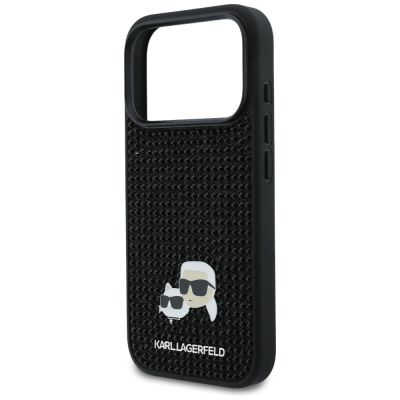 6. Etui Karl Lagerfeld Rhinestones Karl&Choupette Pin na iPhone 17 Pro - czarne