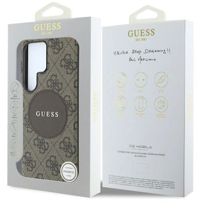 8. Etui Guess 4G Round Patch Classic Logo MagSafe do Samsung Galaxy S25 Ultra brązowy