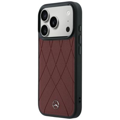 2. Etui Mercedes Leather Crossed Lines MagSafe na iPhone 17 Pro / 18 Pro - burgundowe
