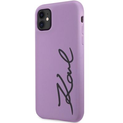 2. Etui Karl Lagerfeld Silicone Signature na iPhone 11 / Xr - purpurowe