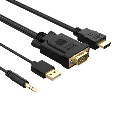 3. Kabel Orico XD-VATH VGA i mini jack 3.5 mm do HDMI Full HD 60 Hz z zasilaniem USB 5 m - czarny