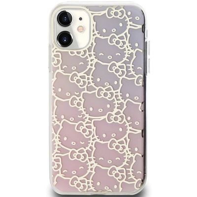 3. Etui Hello Kitty IML Gradient Electrop Crowded Kitty Head na iPhone 11 / Xr - różowe