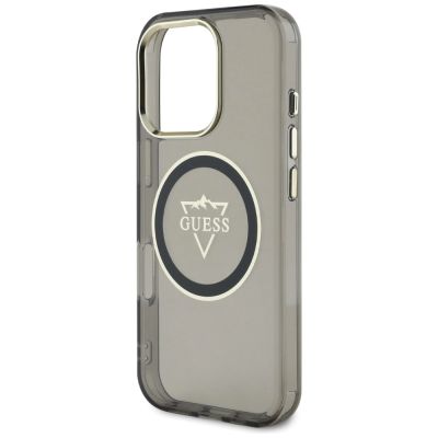 6. Etui Guess IML Metal Mountain Logo MagSafe na iPhone 16 Pro - czarny