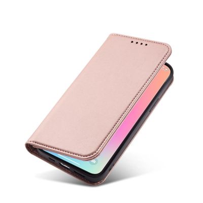12. Magnet Card Case etui Samsung Galaxy S23 Ultra pokrowiec z klapką portfel podstawka różowe