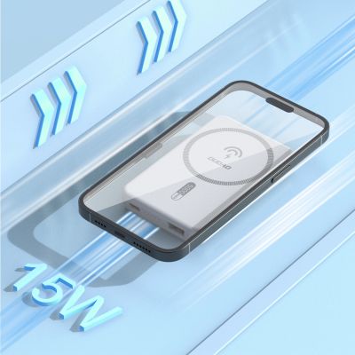 3. Powerbank bezprzewodowy Dudao K14S USB-A / USB-C / MagSafe 20W 5000mAh - biały