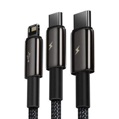 5. Baseus Tungsten 3w1 kabel USB - USB Typ C / Lightning / micro USB 3,5 A 1,5 m czarny (CAMLTWJ-01)