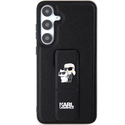 3. Etui Karl Lagerfeld Gripstand Saffiano Karl&Choupette Pins na Samsung Galaxy S24+ - czarne
