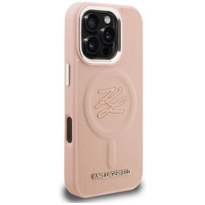 4. Etui Karl Lagerfeld Initial & Metal Logo MagSafe na iPhone 16 Pro Max - różowe
