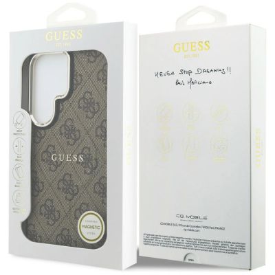 8. Etui Guess 4G Embossed Ring MagSafe na Samsung Galaxy S26 Ultra - brązowe