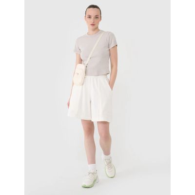 2. T-shirt slim z prążkowanej dzianiny damski 4F 4FRSS25TTSHF2696-83S