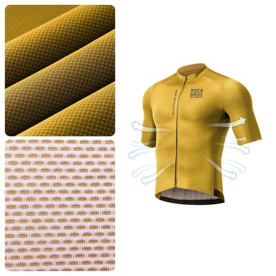 5. Koszulka kolarska Rockbros 15120014023 ROAD TO SKY męska krótki rękaw S - żółta