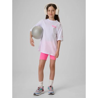 4. T-shirt loose z nadrukiem dziewczęcy 4F 4FJRSS26TTSHF3910-10S