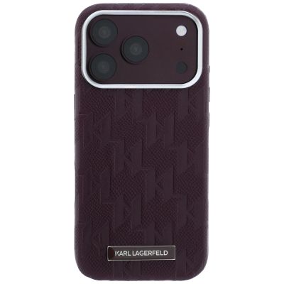 3. Etui Karl Lagerfeld Grained Mono Resin Logo MagSafe na iPhone 17 Pro Max / 18 Pro Max - burgundowe