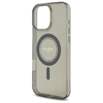 6. Etui Guess IML Rhinestones MagSafe na iPhone 16 Pro - czarne