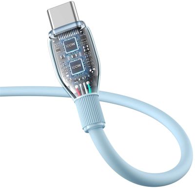 4. Kabel Baseus Pudding 100W USB-A - USB-C 2m - niebieski