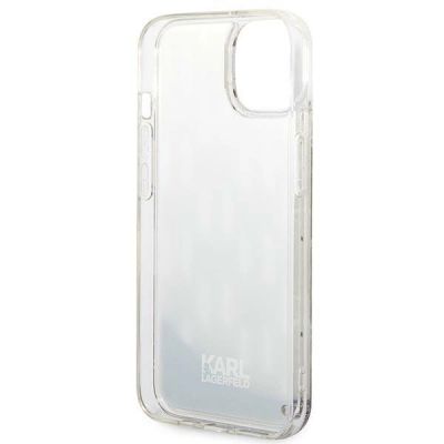 7. Etui Karl Lagerfeld Liquid Glitter Monogram na iPhone 14 - srebrne