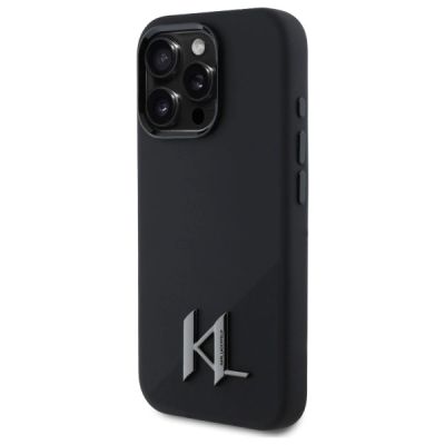 2. Etui Karl Lagerfeld Silicone Shadow Metal Initial MagSafe na iPhone 16 Pro - czarne
