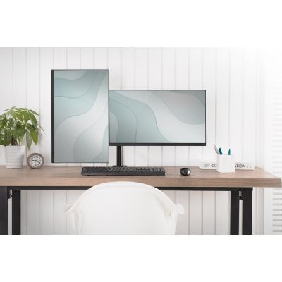 4. DIGITUS UCHWYT BIURKOWY PODWÓJNY Z ZACISKIEM 2XLCD MAX. 32" MAX. OBCIĄŻENIE 2X 8KG UCHYLNO-OBROTOWY CZARNY DA-90400