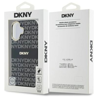 8. Etui DKNY Repeat Texture Pattern With Stripe na iPhone 16 - czarne