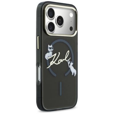 4. Etui Karl Lagerfeld IML Choupettes Karl  Script Logo MagSafe na iPhone 17 Pro - czarne