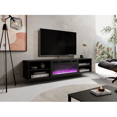 4. Szafka RTV POLO 180x33x39 czarny + kominek czarny