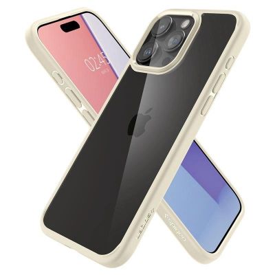 12. Etui Spigen Crystal Hybrid na iPhone 15 Pro Max - przezroczysto-beżowe