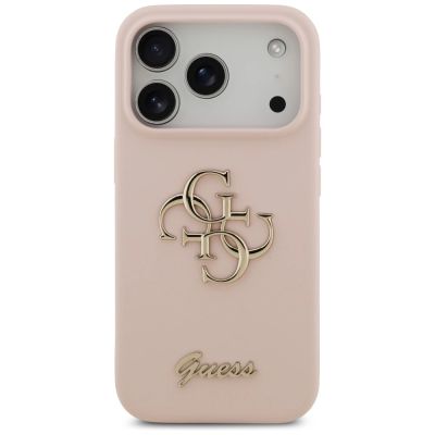 3. Etui Guess Silicone Big 4G Script na iPhone 17 Pro - różowe