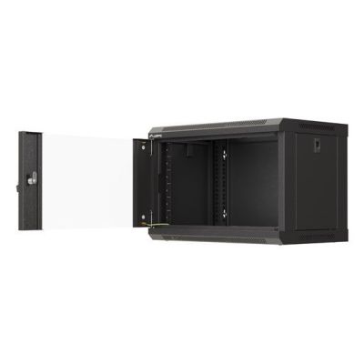 23. Szafa instalacyjna rack wisząca 19" 6U 540x350 czarna drzwi przeszklone LANBERG (Flat Pack)