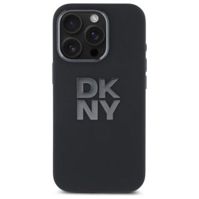 3. Etui DKNY Liquid Silicone Metal Logo na iPhone 16 Pro - czarne