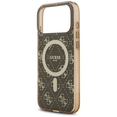 6. Etui Guess IML 4G Background MagSafe na iPhone 17 Pro - brązowe