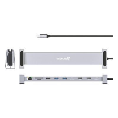 2. Manhattan 190398 stacja dokująca Przewodowa USB 3.2 Gen 1 (3.1 Gen 1) Type-C Szary