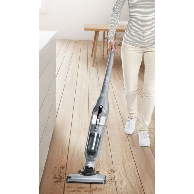 23. Bosch BCH3P210 okurzacz na kiju/szczotka elektryczna Odkurzacz stojący 2 w 1 AC/Bateria Suchy Bez worka 0,4 l Czarny, Szary