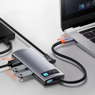 16. Baseus Metal Gleam 5w1 wielofunkcyjny HUB USB Typ C - USB Typ C Power Delivery 100 W / HDMI 4K 30 Hz / 3x USB 3.2 Gen 1 Szary (CAHUB-CX0G)
