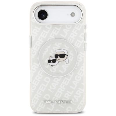 3. Etui Karl Lagerfeld IML Glitter Karl&Choupette Heads Logo MagSafe do iPhone Air - szare