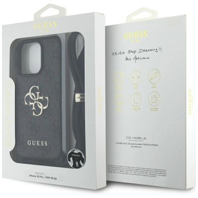7. Etui Guess 4G Big Logo Cord Stap Crossbody do iPhone 16 Pro czarny