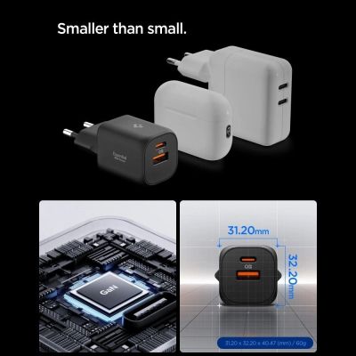 9. Ładowarka sieciowa Spigen Essential EE352EU USB-C / USB-A 35W - czarna
