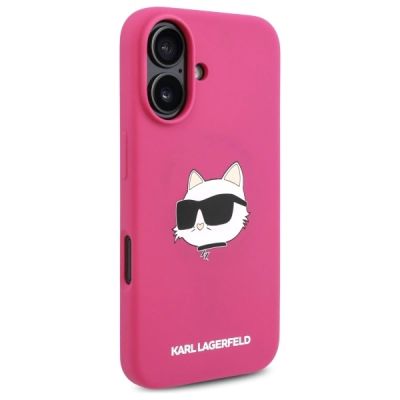 4. Etui Karl Lagerfeld Silicone Choupette Head Print MagSafe na iPhone 16 - fuksja