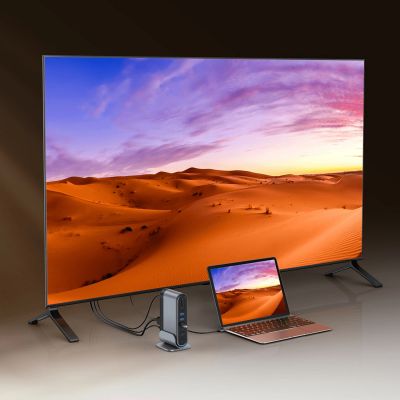 18. Stacja dokująca USB-C Baseus UnionJoy 2xHDMI4K@60Hz 1xDP4K@60Hz 3xUSB-A3.0 2xUSB-C3.0 2xUSB-A2.0 1xRJ45 PD PC 1xSD+TF 1x3.5mm minijack - szara