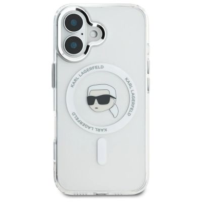 3. Etui Karl Lagerfeld IML Metal Karl Head MagSafe na iPhone 16 Plus - białe
