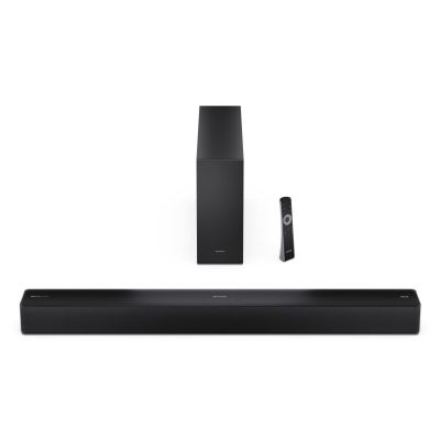 3. Listwa dźwiękowa Sharp 2.1 Dolby Atmos/DTS Virtual:X z wąskim bezprzewodowym subwooferem | Głośnik HT-SBW310 | 330 W | Łączność Bluetooth | Połączenie bezprzewodowe