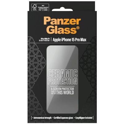 4. Szkło ceramiczne PanzerGlass Ceramic Protection na iPhone 15 Pro Max z pozycjonerem