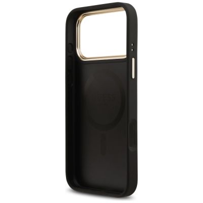 7. Etui Guess Grained Strass Logo MagSafe na iPhone 17 Pro Max - czarne