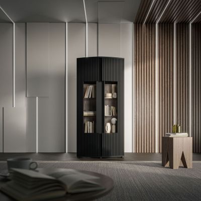 5. Witryna 2D MICHELLE 86x35-47xH180 czarny/dąb viking