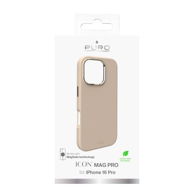 10. Etui silikonowe Puro Icon Mag Pro MagSafe do iPhone 16 Pro - beżowe