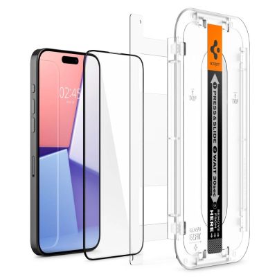 2. Szkło hartowane Spigen Glas.tR EZ Fit FC na iPhone 15 Pro Max - czarne 2 szt.