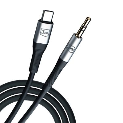 7. Kabel 3mk AUX minijack 3.5 mm / USB-C - srebrny