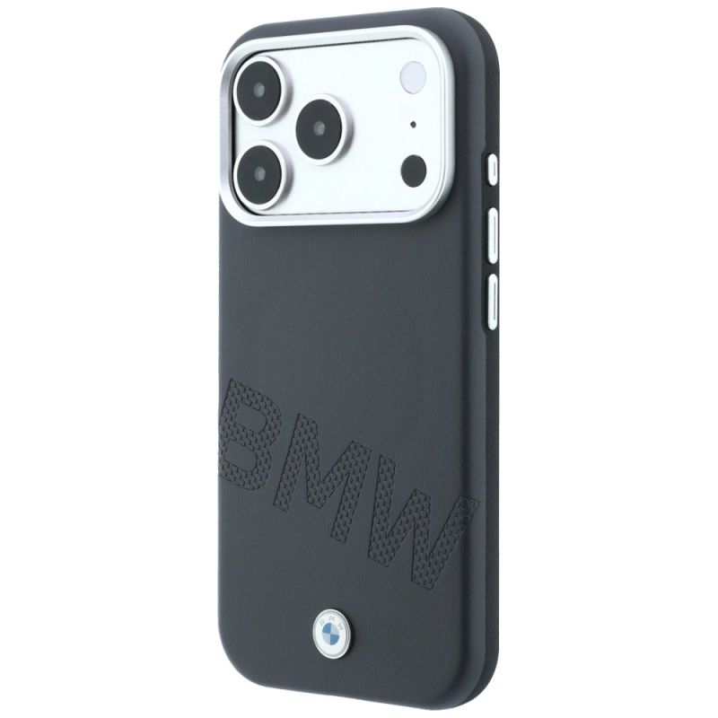 2. Etui BMW Sign Inclined Deboss Letters MagSafe na iPhone 17 Pro Max / 18 Pro Max - szare