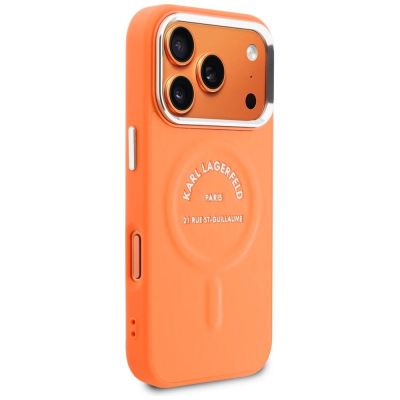 4. Etui Karl Lagerfeld Karl RSG Logo MagSafe na iPhone 17 Pro - pomarańczowe
