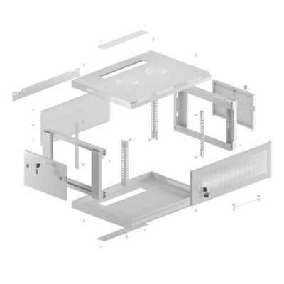 12. SZAFA INSTALACYJNA RACK WISZĄCA 19" 4U 600X450 SZARA DRZWI PERFOROWANE LANBERG (FLAT PACK)