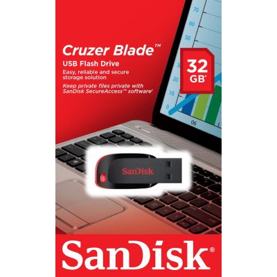 3. Pendrive SanDisk CRUZER BLADE SDCZ50-032G-B35 (32GB; USB 2.0; kolor czarny)